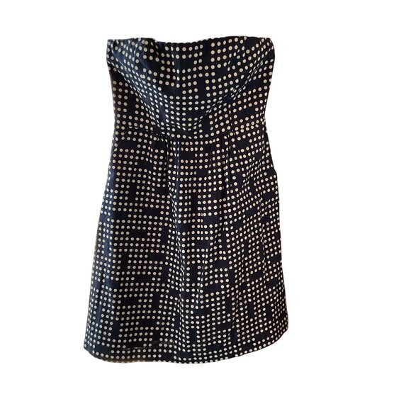 Gap Strapless Navy & White Polka Dot Dress Size 2 Cotton & Linen Blend Knee Leng - Picture 5 of 8